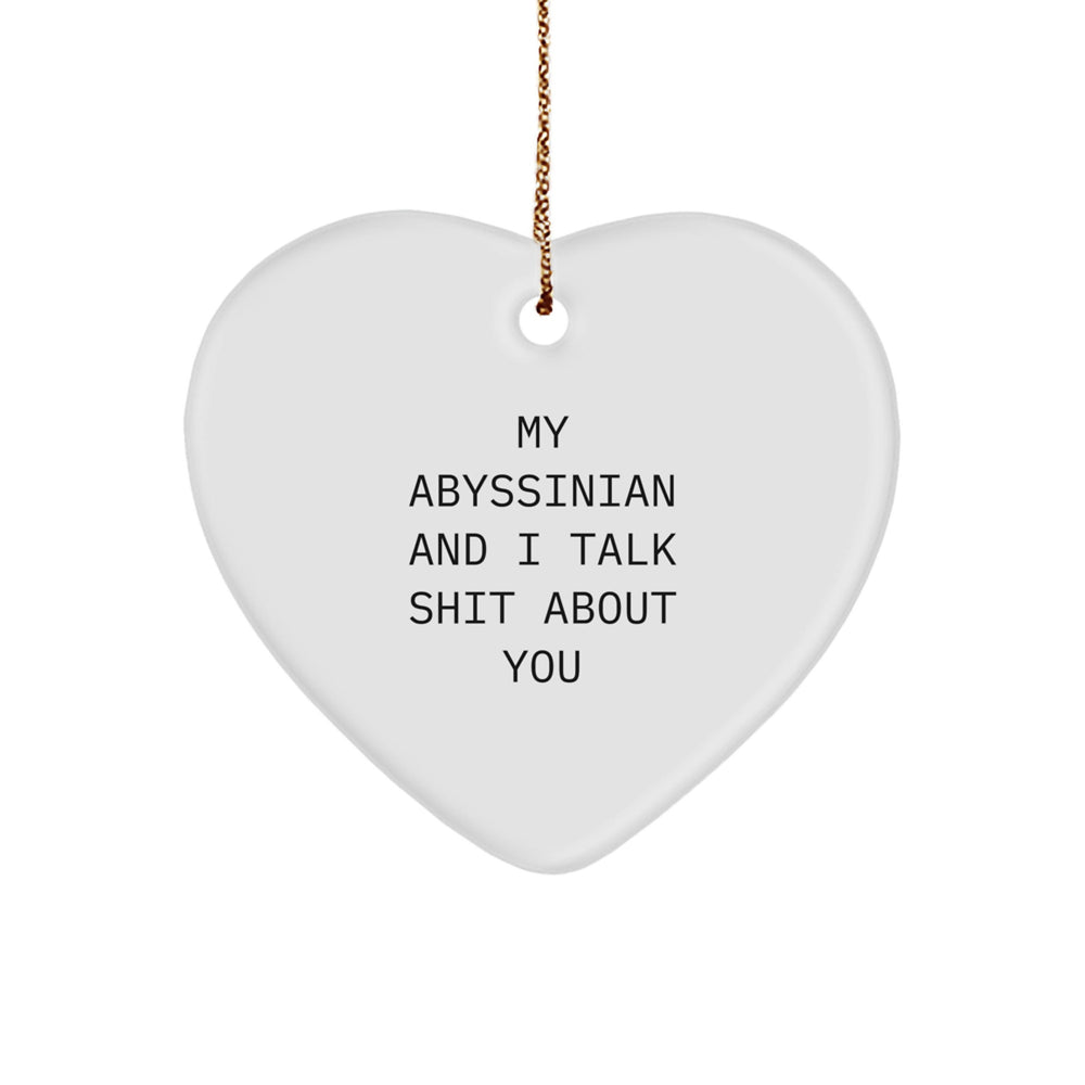 Funny Abyssinian Cat Gifts from Men for Women - Heart Ornament with Quote 'My Abyssinian And I Talk Shit About You' - Christmas Unique Gifts - Image 1