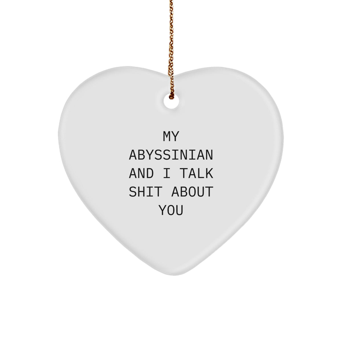 Funny Abyssinian Cat Gifts from Men for Women - Heart Ornament with Quote 'My Abyssinian And I Talk Shit About You' - Christmas Unique Gifts - Image 1