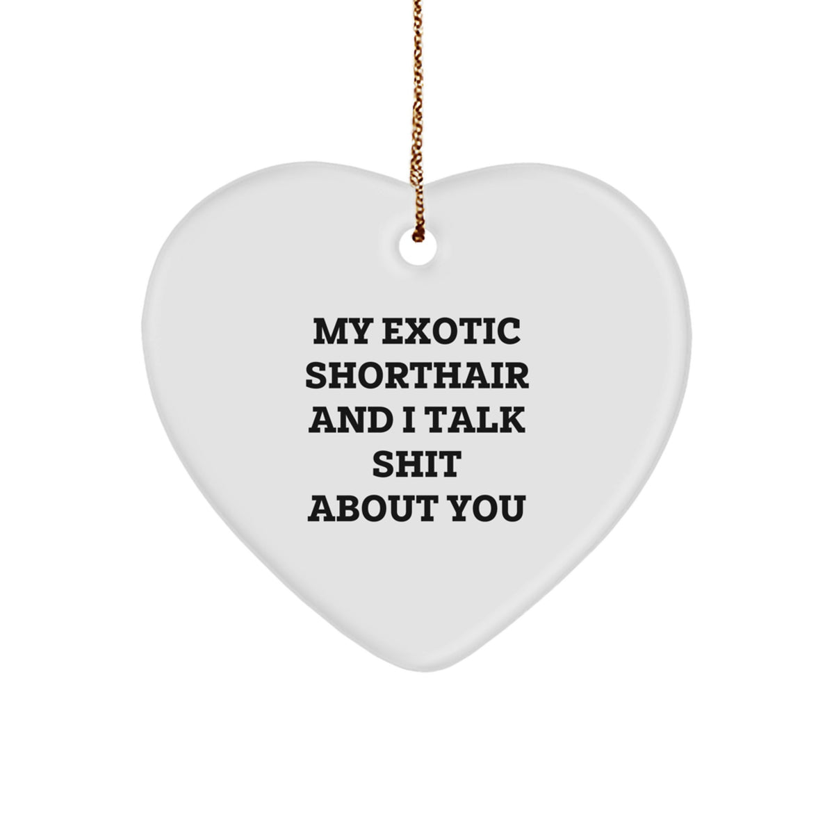 Funny Exotic Shorthair Cat Gifts, Heart Ornament with 'My Exotic Shorthair And I Talk Shit About You' Quote, Christmas Unique Presents from Family Friends Coworkers - Image 1
