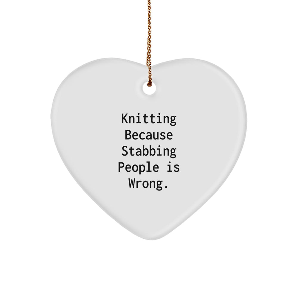 Knitting Heart Ornament, Funny Quote, Gifts for Knitting Enthusiasts from Family - Image 1