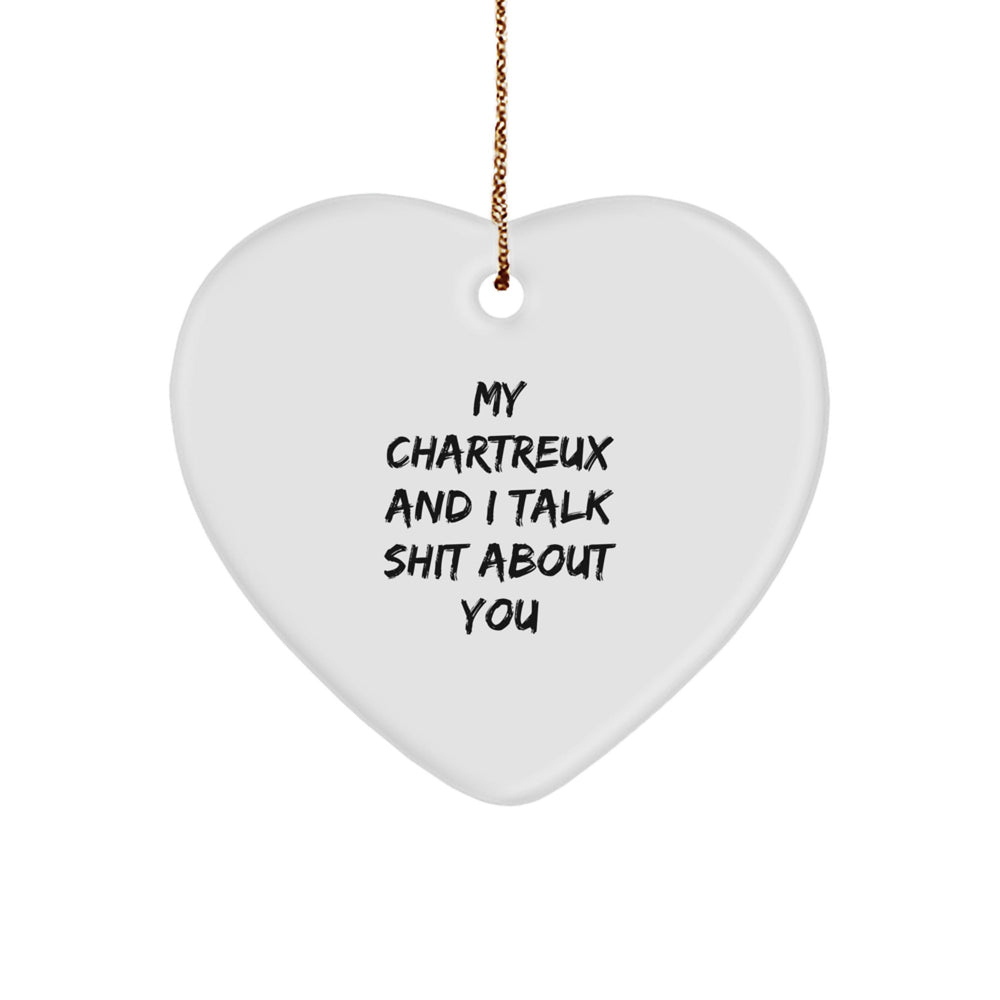 Funny Chartreux Cat Heart Ornament Gifts from Friends, Coworkers, Men, Women for Christmas Unique - Image 1