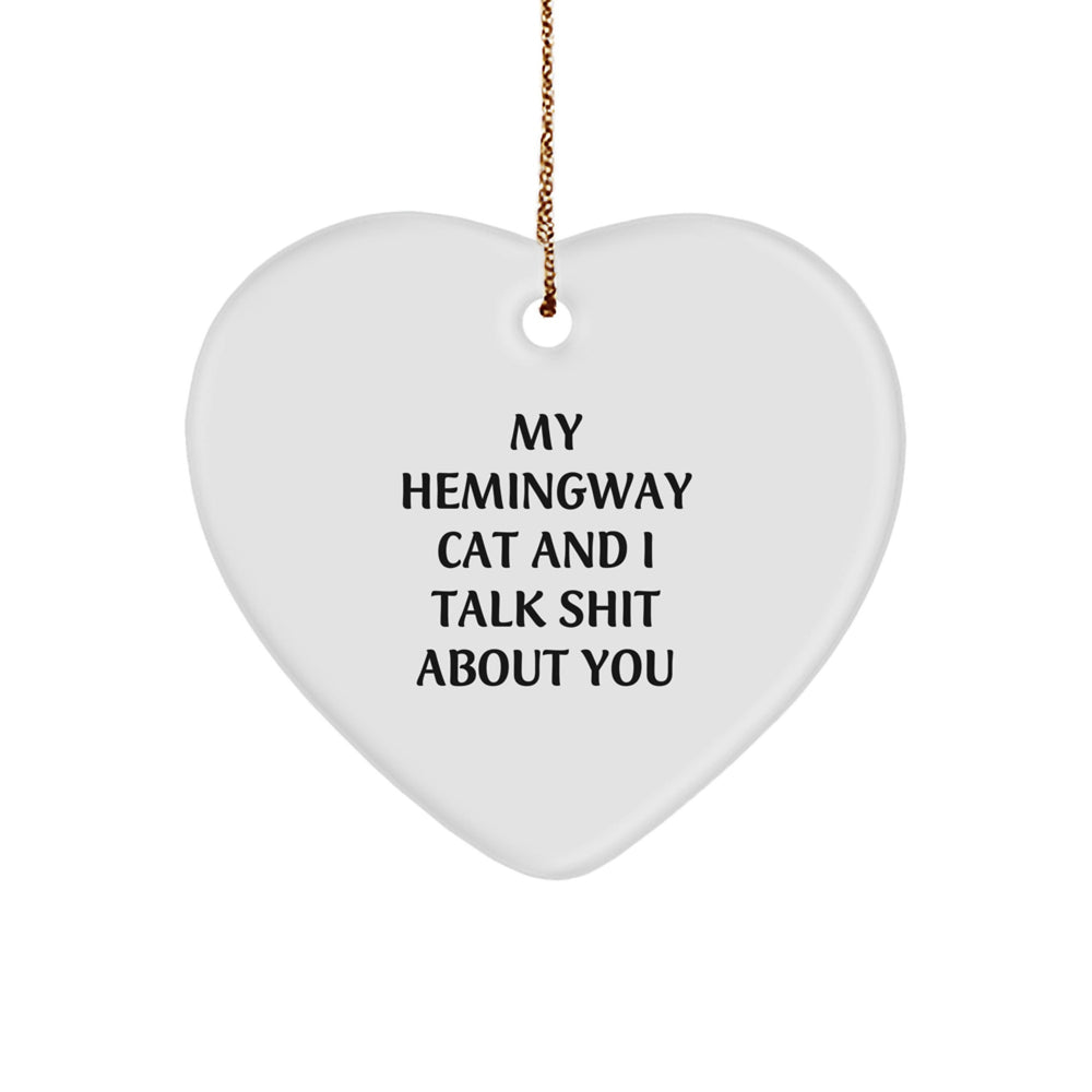 Hemingway Cat Heart Ornament, Funny Gifts from Friends for Hemingway Cat Lovers, Christmas Unique Presents - Image 1