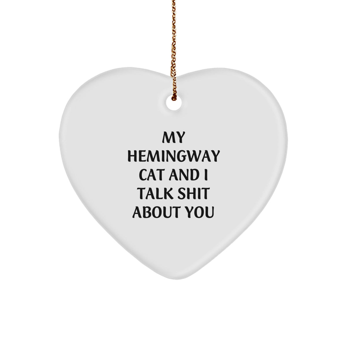 Hemingway Cat Heart Ornament, Funny Gifts from Friends for Hemingway Cat Lovers, Christmas Unique Presents - Image 1