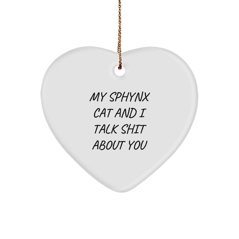 Sphynx Cat Gifts, Funny Heart Ornament, 'My Sphynx Cat And I Talk Shit About You' Christmas Unique Gifts for Sphynx Cat Lovers from Friends and Family - Image 1