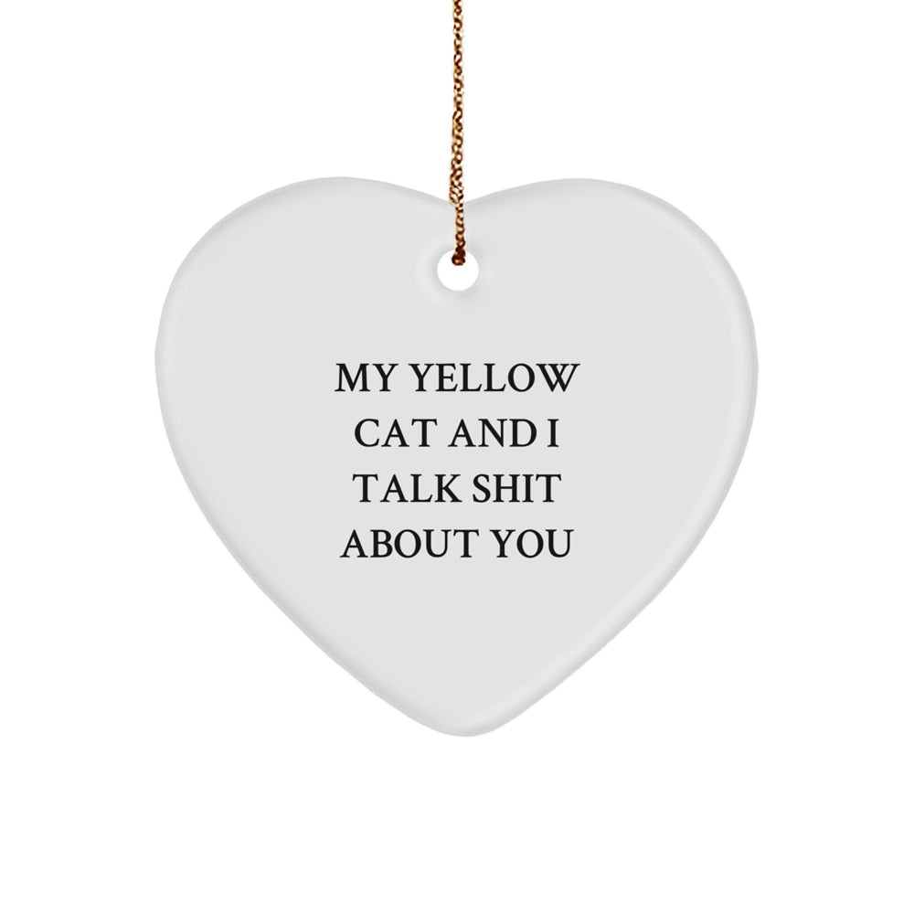 Funny Yellow Cat Heart Ornament, Gifts from Men to Friends, Unique Christmas Unique Gifts for Yellow Cat Lovers - Image 1