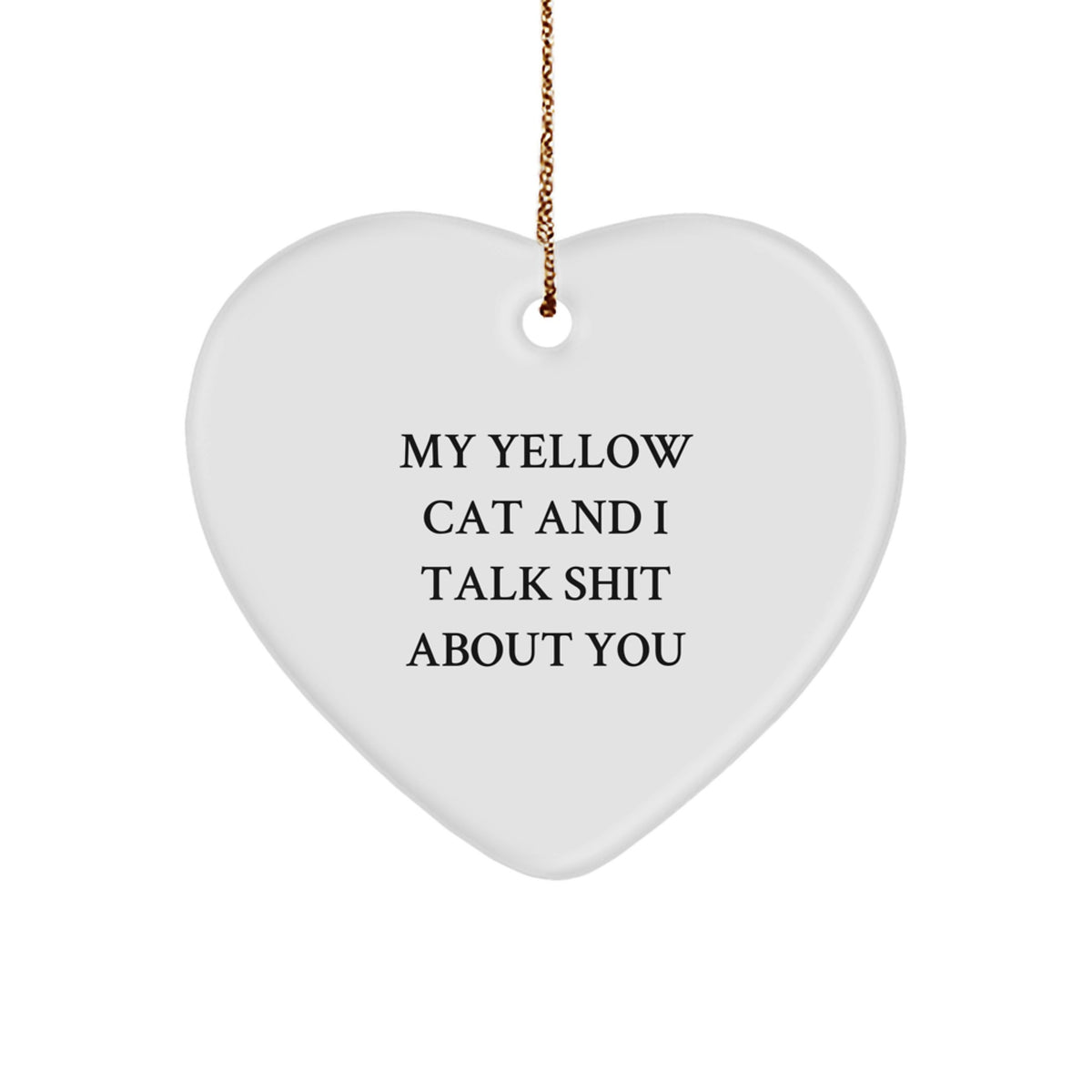 Funny Yellow Cat Heart Ornament, Gifts from Men to Friends, Unique Christmas Unique Gifts for Yellow Cat Lovers - Image 1