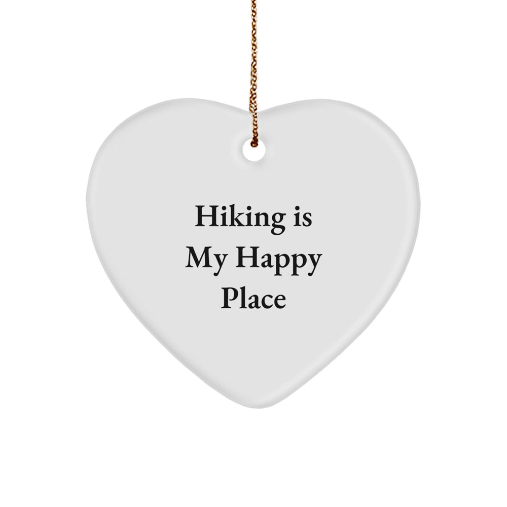 Funny Hiking Heart Ornament Gifts from Men to Hiking Women Friends - 'Hiking Is My Happy Place' Christmas Unique Decorations - Image 1
