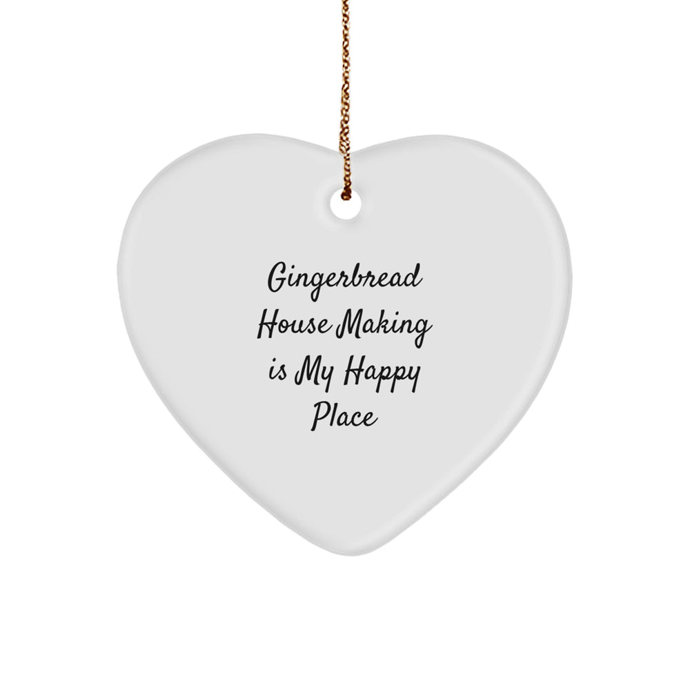 Gingerbread House Making Joy, Heart Ornament Gifts from Family, Friends, or Coworkers, 'Gingerbread House Making Is My Happy Place' Christmas Ornament - Image 1
