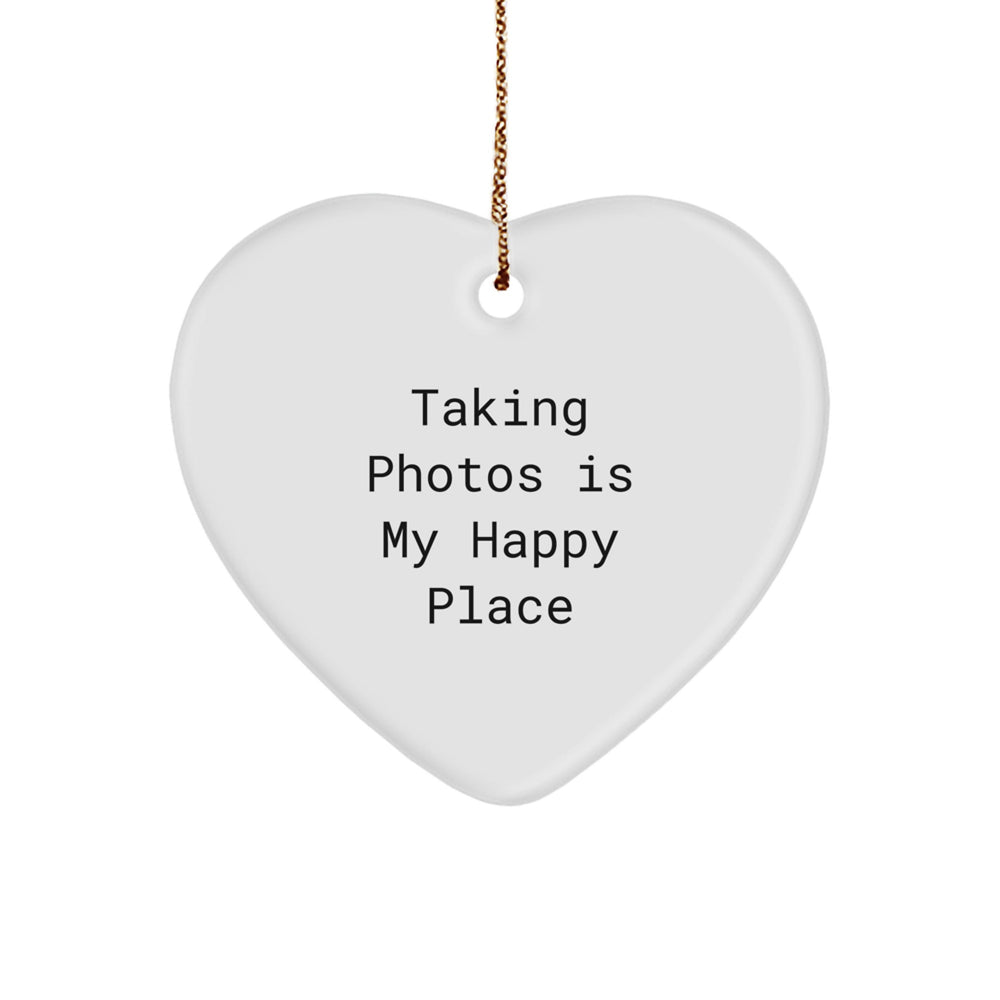 Taking Photos Gifts from Friends, Heart Ornament for Women, 'Taking Photos Is My Happy Place' Quote, Unique Christmas Unique Gifts - Image 1