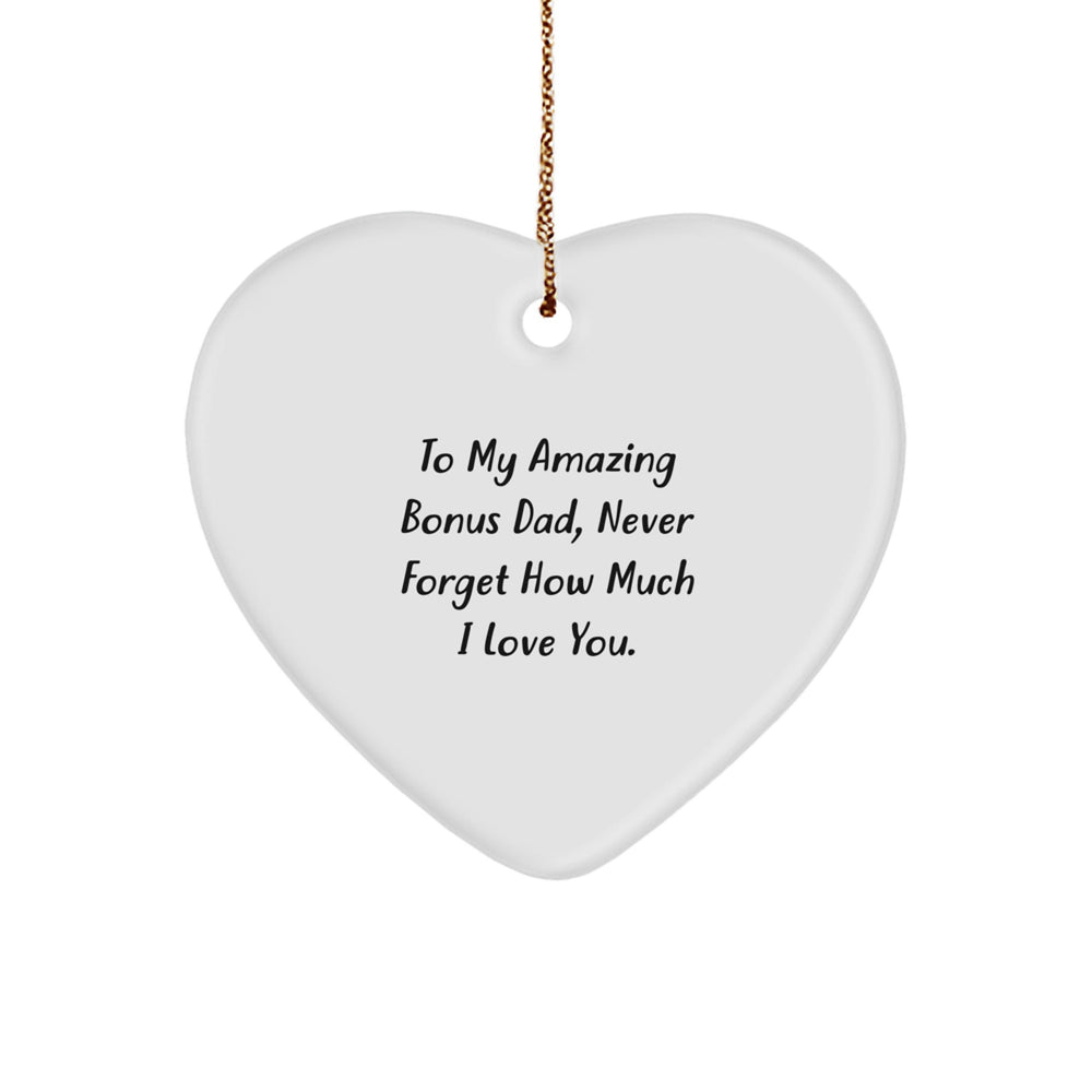 Funny Bonus Dad Gifts, Heart Ornament, To My Amazing Bonus Dad, Christmas Unique Gifts from Family - Image 1