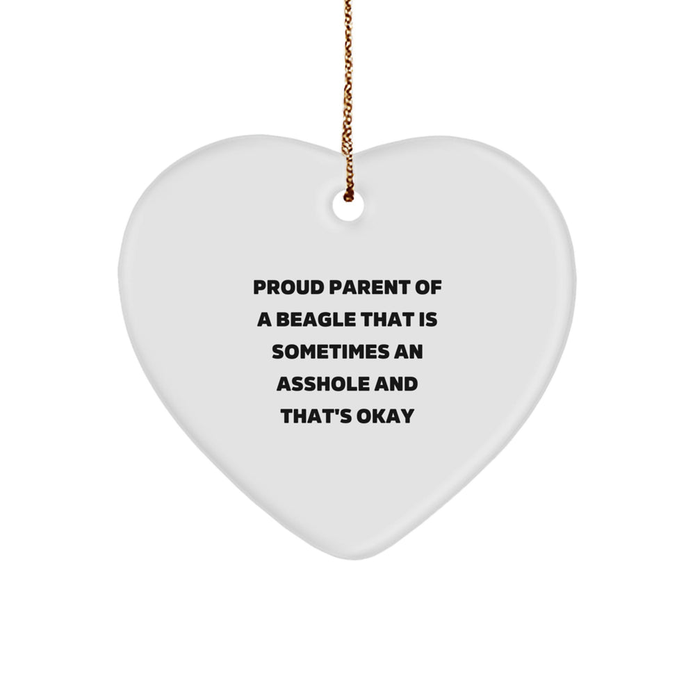 Funny Beagle Dog Lover Gifts from Family to Friends - Heart Ornament for Christmas - Image 1