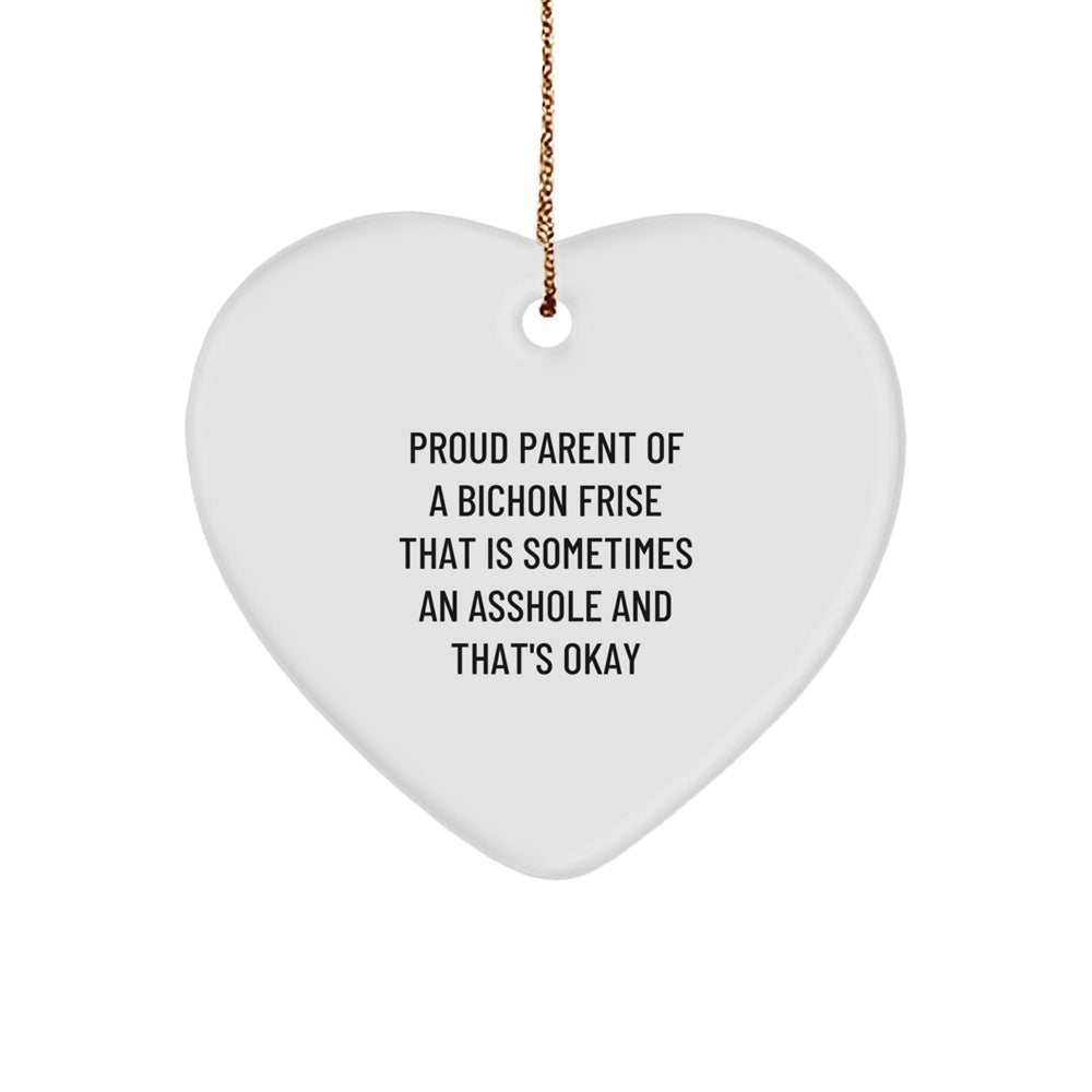 Bichon Frise Dog Gifts, Funny Heart Ornament for Proud Parents, Christmas Unique Gifts from Friends - Image 1