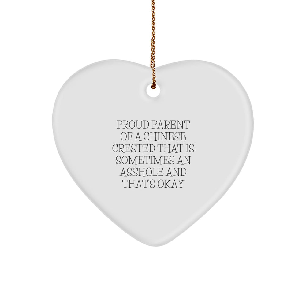 Funny Chinese Crested Dog Gifts from Proud Parents - Heart Ornament for Christmas - Image 1
