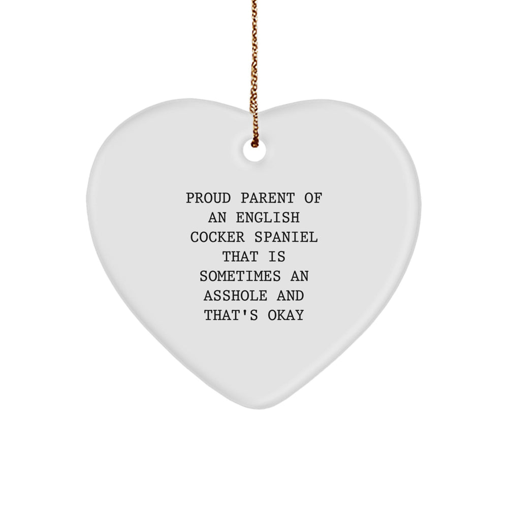 Funny English Cocker Spaniel Dog Gift, Heart Ornament for Proud Parents, Christmas Unique Gifts from Men to Family - Image 1