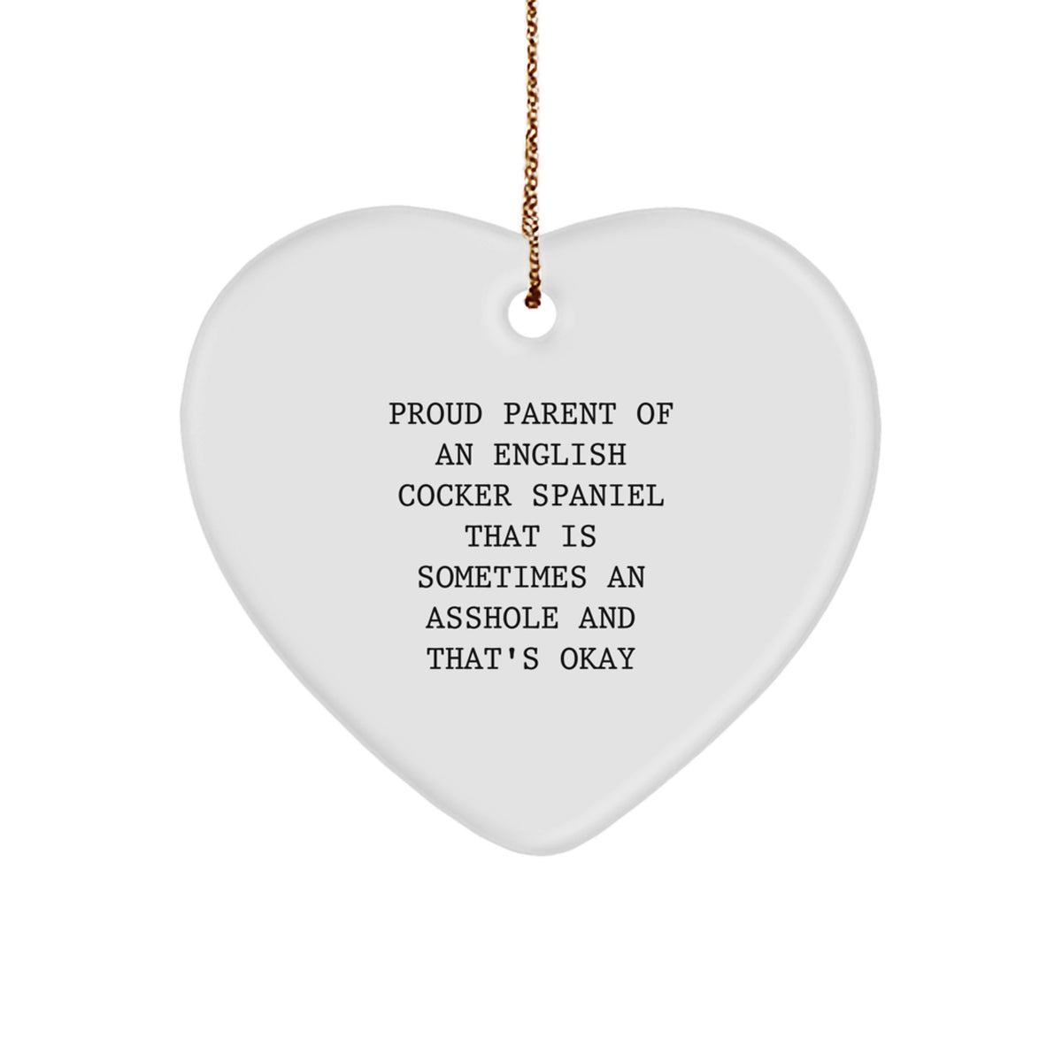 Funny English Cocker Spaniel Dog Gift, Heart Ornament for Proud Parents, Christmas Unique Gifts from Men to Family - Image 1