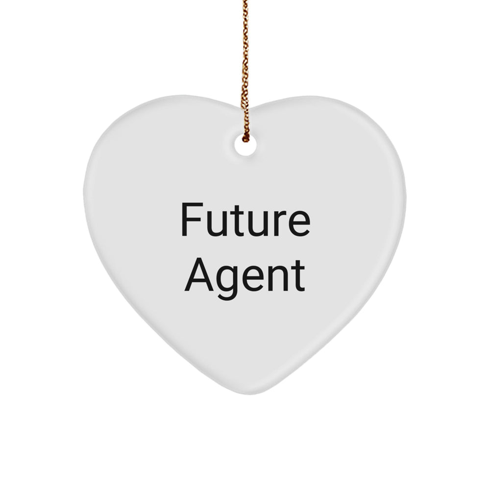 Funny Agent Gifts from Friends Christmas Unique Heart Ornament with Future Agent Quote - Gifts for Men, Women, Agent, Friends, Family - Image 1