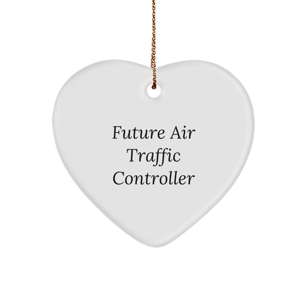 Funny Quote Gifts from Men to Future Air Traffic Controller Christmas Unique Ornaments - Heart Shaped White MDF Air Traffic Controller Gifts - Image 1