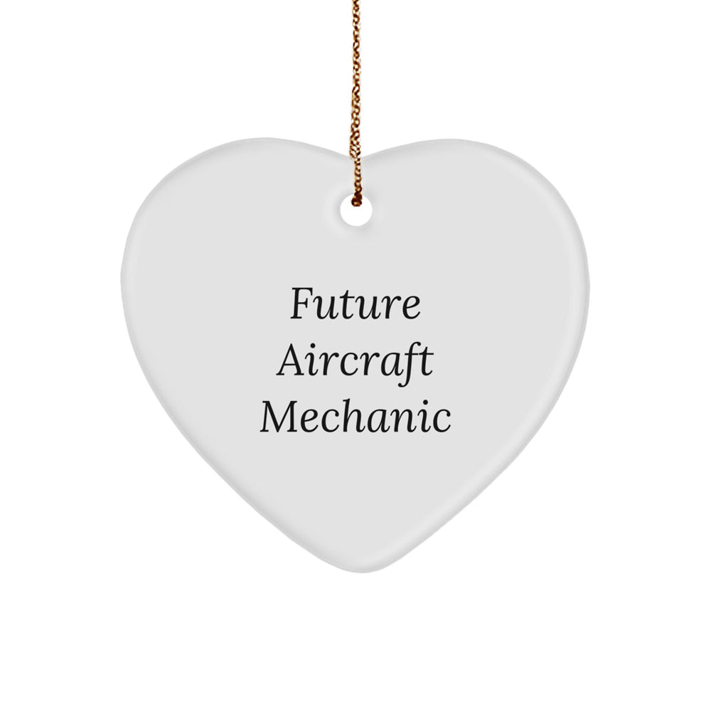 Funny Future Aircraft Mechanic Christmas Unique Gifts from Family for Aircraft Mechanic Friends - Heart Ornament - Image 1