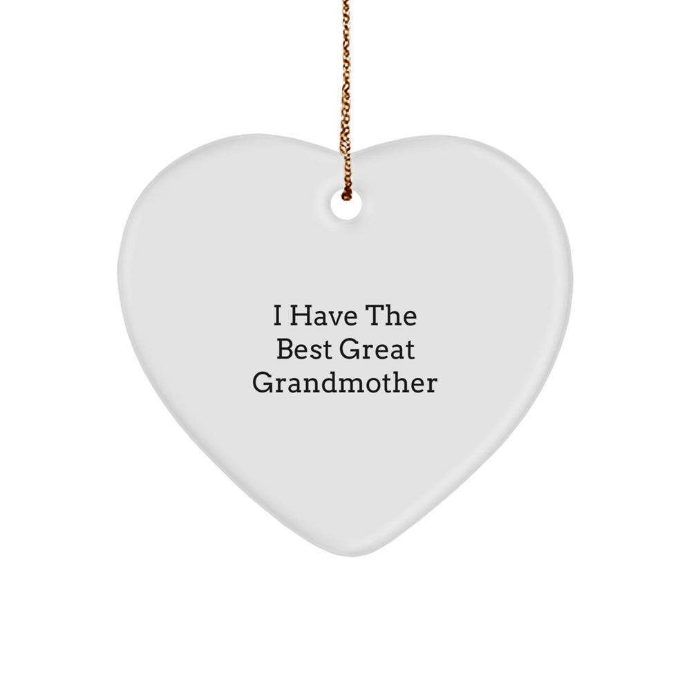 Funny Grandmother Gifts, Heart Ornament with 'I Have The Best Great Grandmother' Quote, Gifts from Friends and Family for a Merry Christmas - Image 1