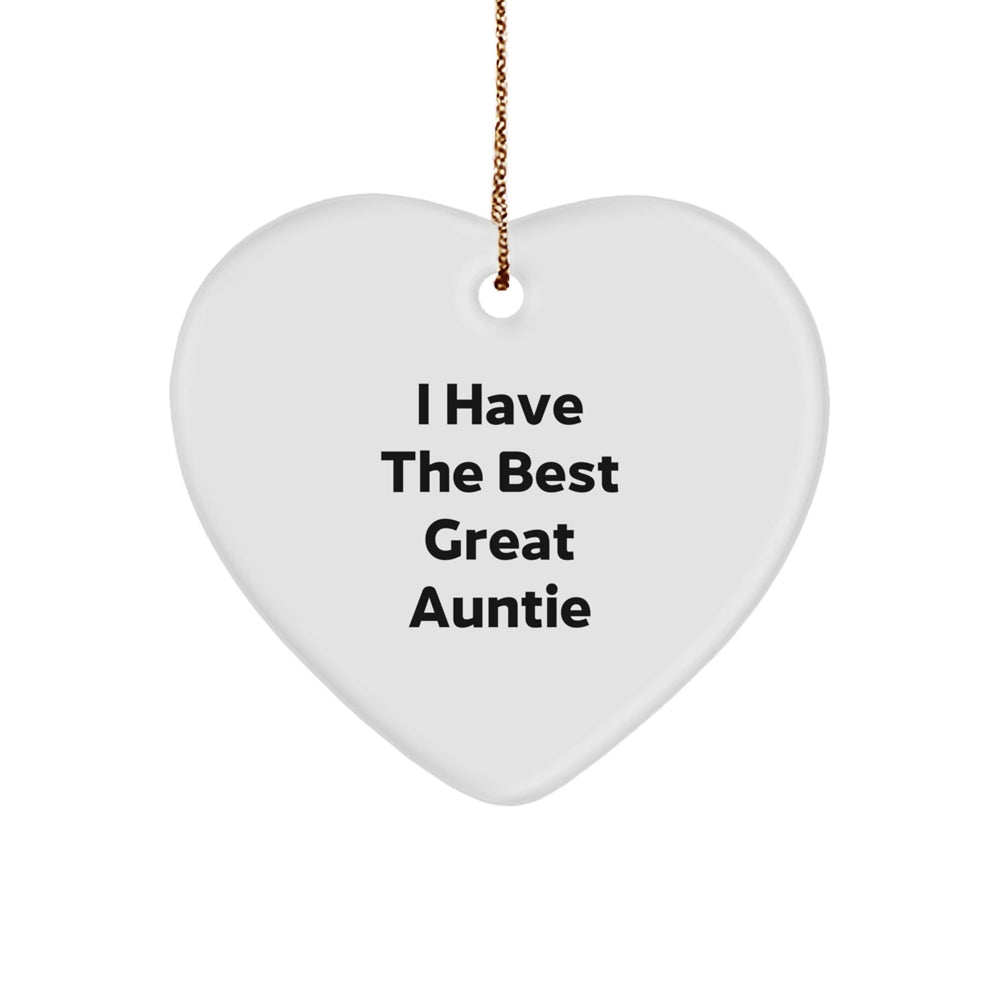 Funny Auntie Gifts from Men - 'I Have The Best Great Auntie' Heart Ornament for Christmas - Image 1