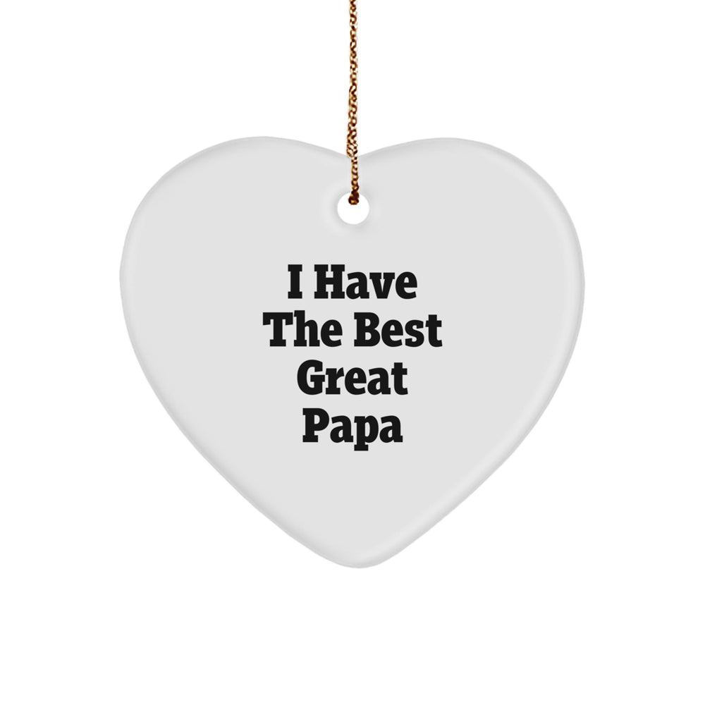 Funny Papa Gifts from Men, Heart Ornament with 'I Have The Best Great Papa' Quote, Christmas Unique Presents for Papa, Gifts for Papa - Image 1