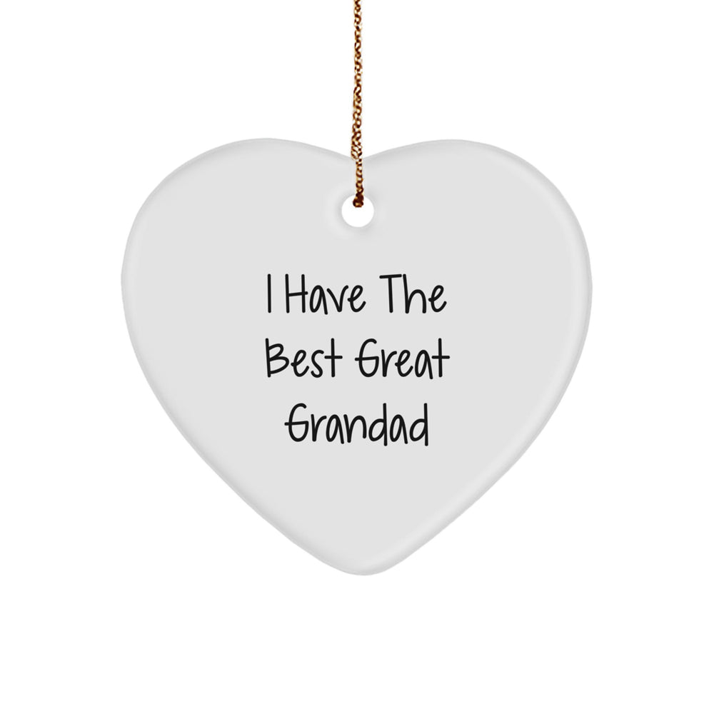 Funny Grandad Gifts - I Have The Best Great Grandad Heart Ornament, White, Christmas - Image 1