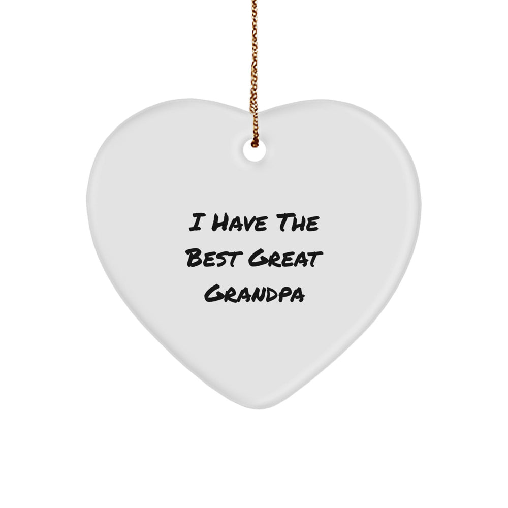 Grandpa Gifts from Family - Funny Heart Ornament for Grandpa - I Have The Best Great Grandpa Christmas Unique Gifts - Image 1