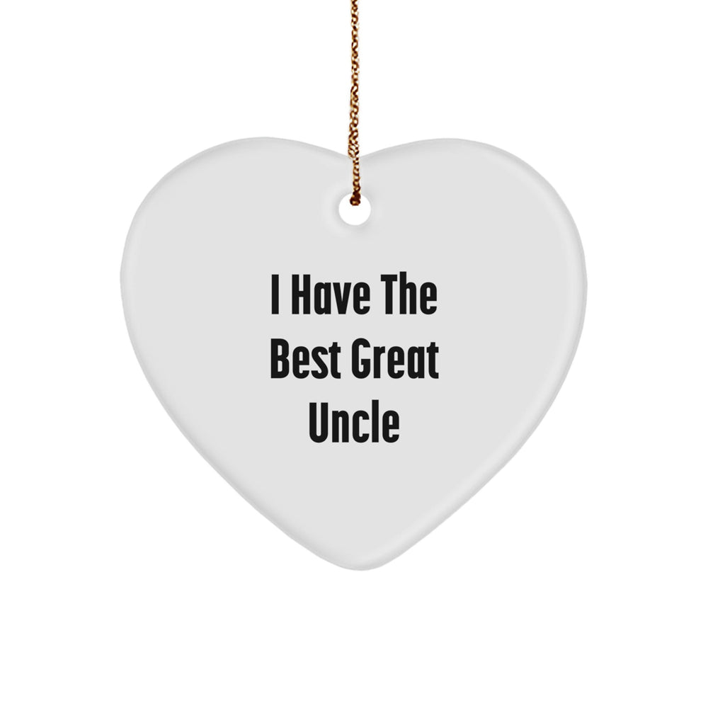 Funny Uncle Heart Ornament Gifts from Men to Uncle, 'I Have The Best Great Uncle' Quote, White Heart Shaped, Perfect for Christmas, Gifts for Uncle - Image 1