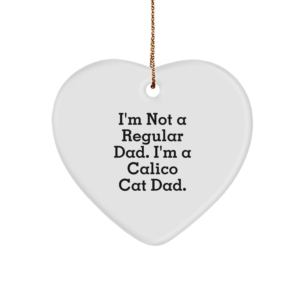 Funny Calico Cat Dad Gifts from Men to Family with Heart Ornament for Christmas Unique Presents - Image 1