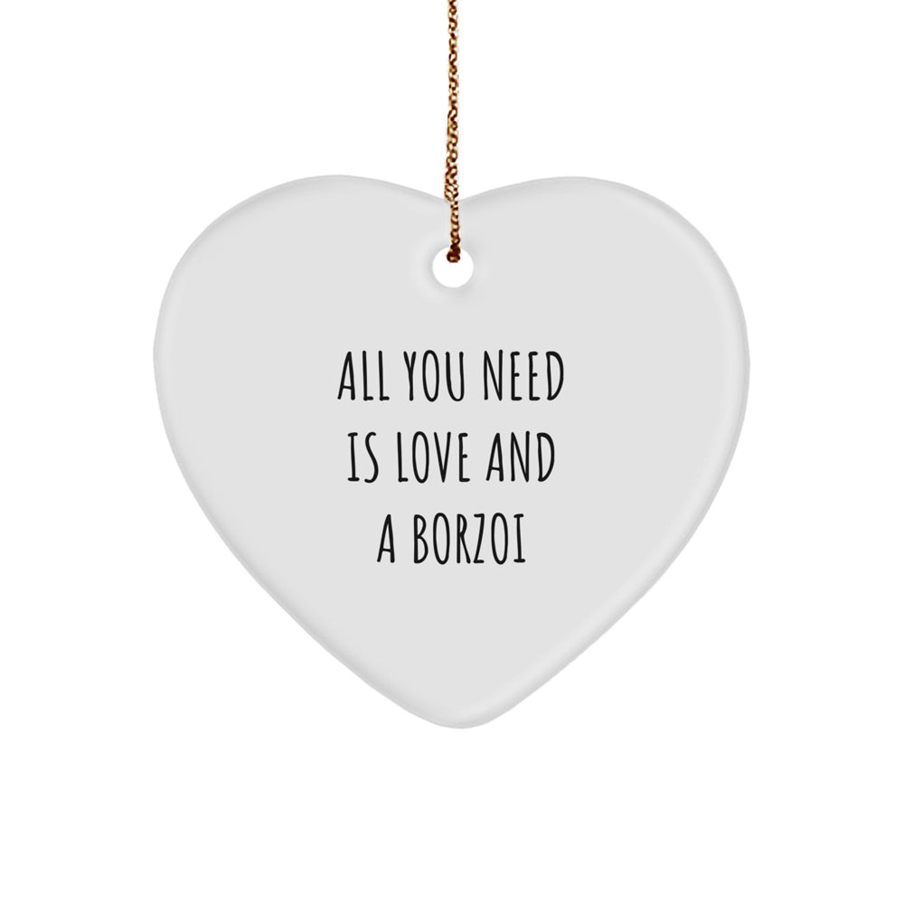 Gifts for Borzoi Dog Lovers, Funny Borzoi Dog Christmas Unique Gifts, Heart Ornament from Friends - Image 1