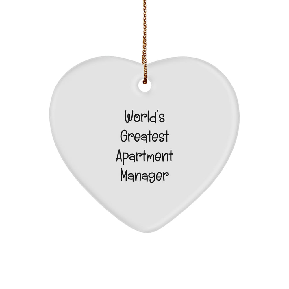 Funny Heart Ornament, World's Greatest Apartment Manager Gifts for Friends, Christmas Unique Gifts from Men to Women, Perfect for Apartment Managers - Image 1