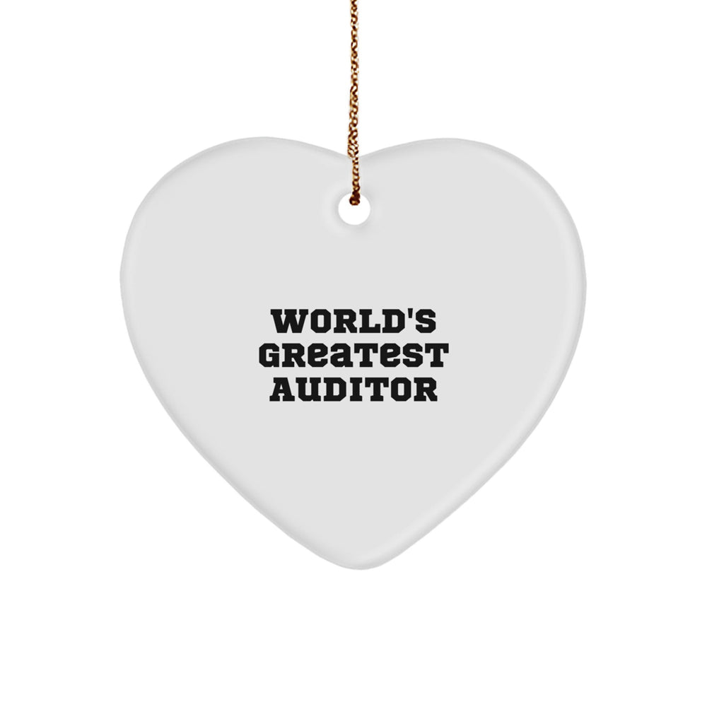 World's Greatest Auditor Heart Ornament, Gifts for Auditor, Funny Quote, Christmas Ornament, Auditor Gifts from Friends - Image 1