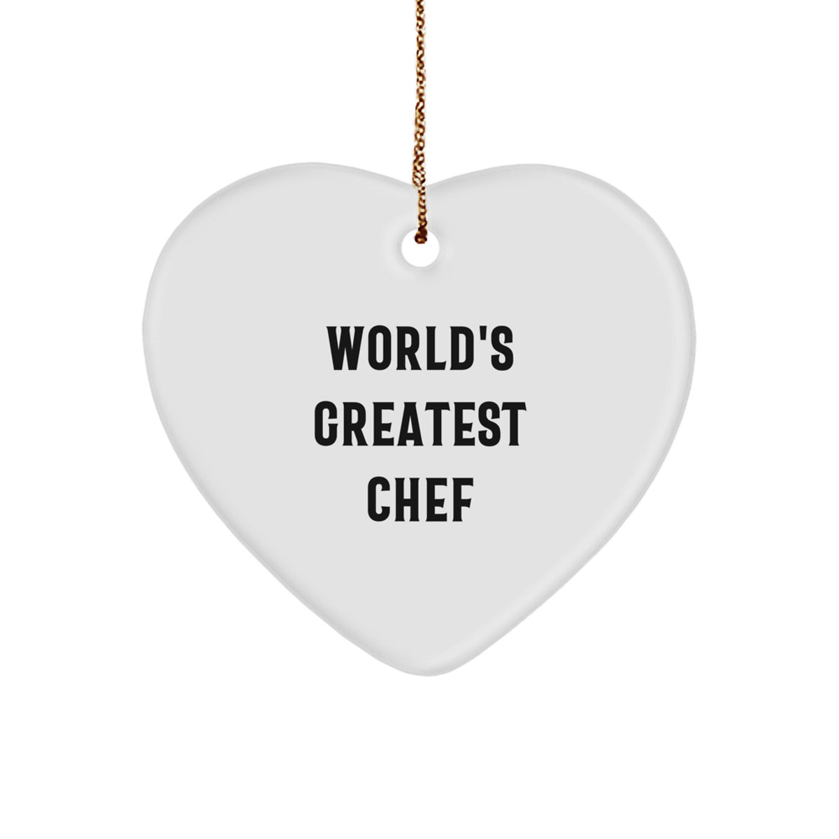 Funny Chef Gifts from Friends for Christmas - 'World's Greatest Chef' Heart Ornament, White, 2.75'' - Image 1