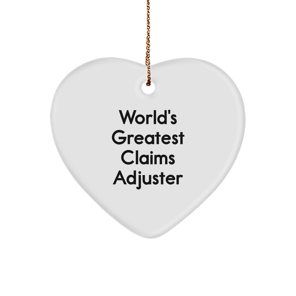Funny Claims Adjuster Gifts for Men, 'World's Greatest' Heart Ornament, Christmas Unique Gifts from Family - Image 1