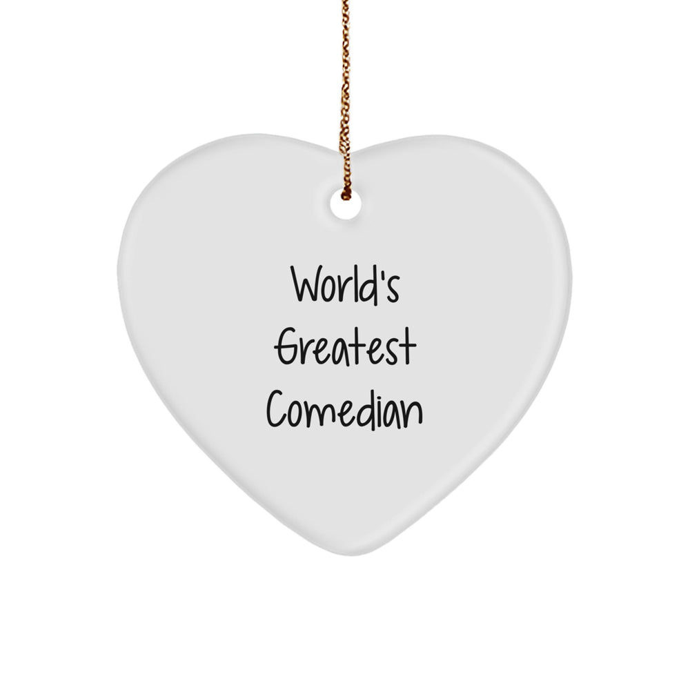 Funny Comedian Gifts from Friends, 'World's Greatest Comedian' Heart Ornament for Christmas, Comedian Unique Gifts for Her, Him, Comedian Lovers - Image 1