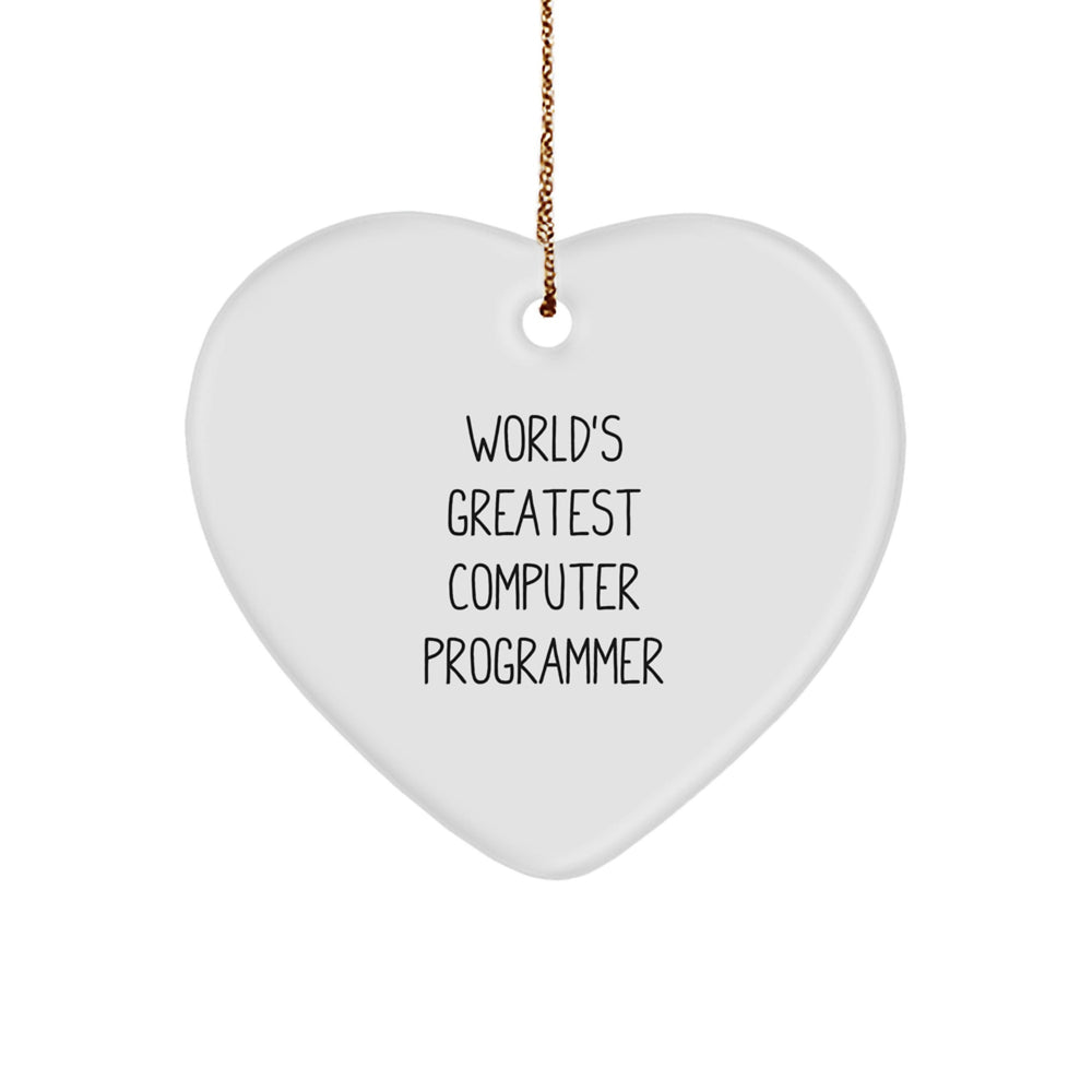 Funny Computer Programmer Gifts from Men to World's Greatest Computer Programmer on Christmas - Heart Ornament for Computer Programmer Friends - Image 1