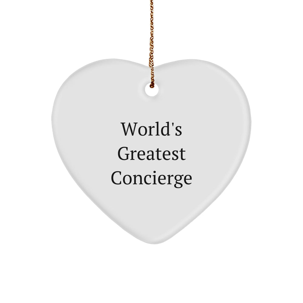 Concierge Gifts from World's Greatest - 'World's Greatest Concierge' Heart Ornament, Perfect for Christmas - Image 1