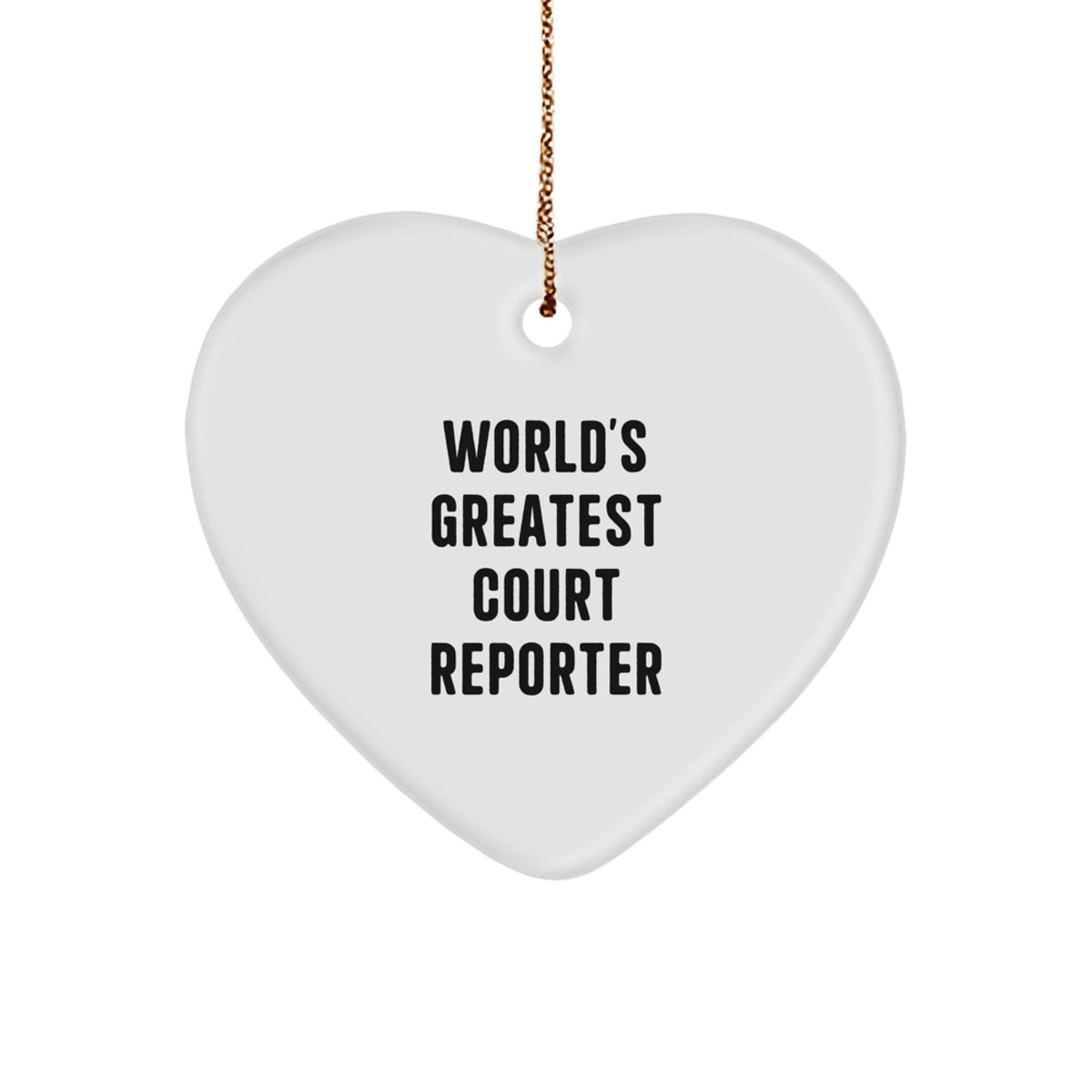 World's Greatest Court Reporter Heart Ornament, Funny Gifts from Friends to Court Reporters for Christmas - Image 1
