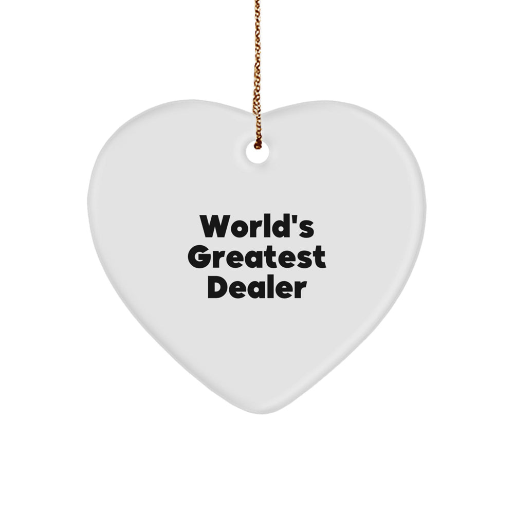 Funny Dealer Gifts for Men - World's Greatest Dealer Heart Ornament Christmas Unique Gifts from Family for Men - Image 1