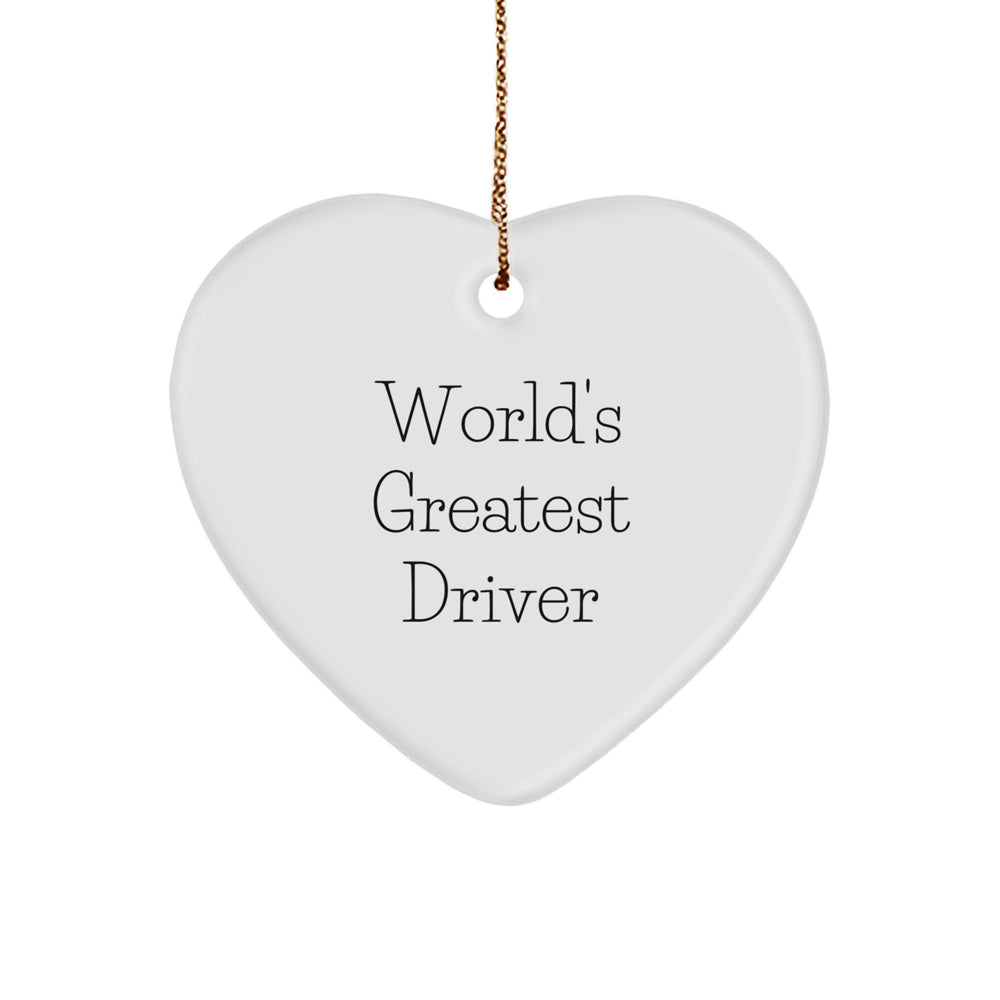 World's Greatest Driver Heart Ornament, Funny Quote, Christmas Unique Gifts for Men, Gifts from Family - Image 1