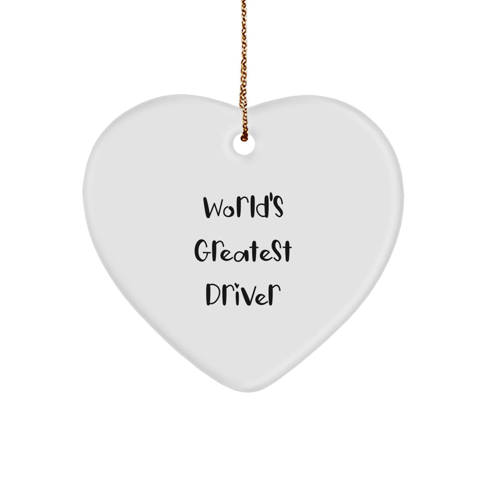 Funny Driver Gifts - 'World's Greatest Driver' Heart Ornament, Christmas Memorable Present for Him or Her, Unique Driver Present from Friends or Family - Image 1