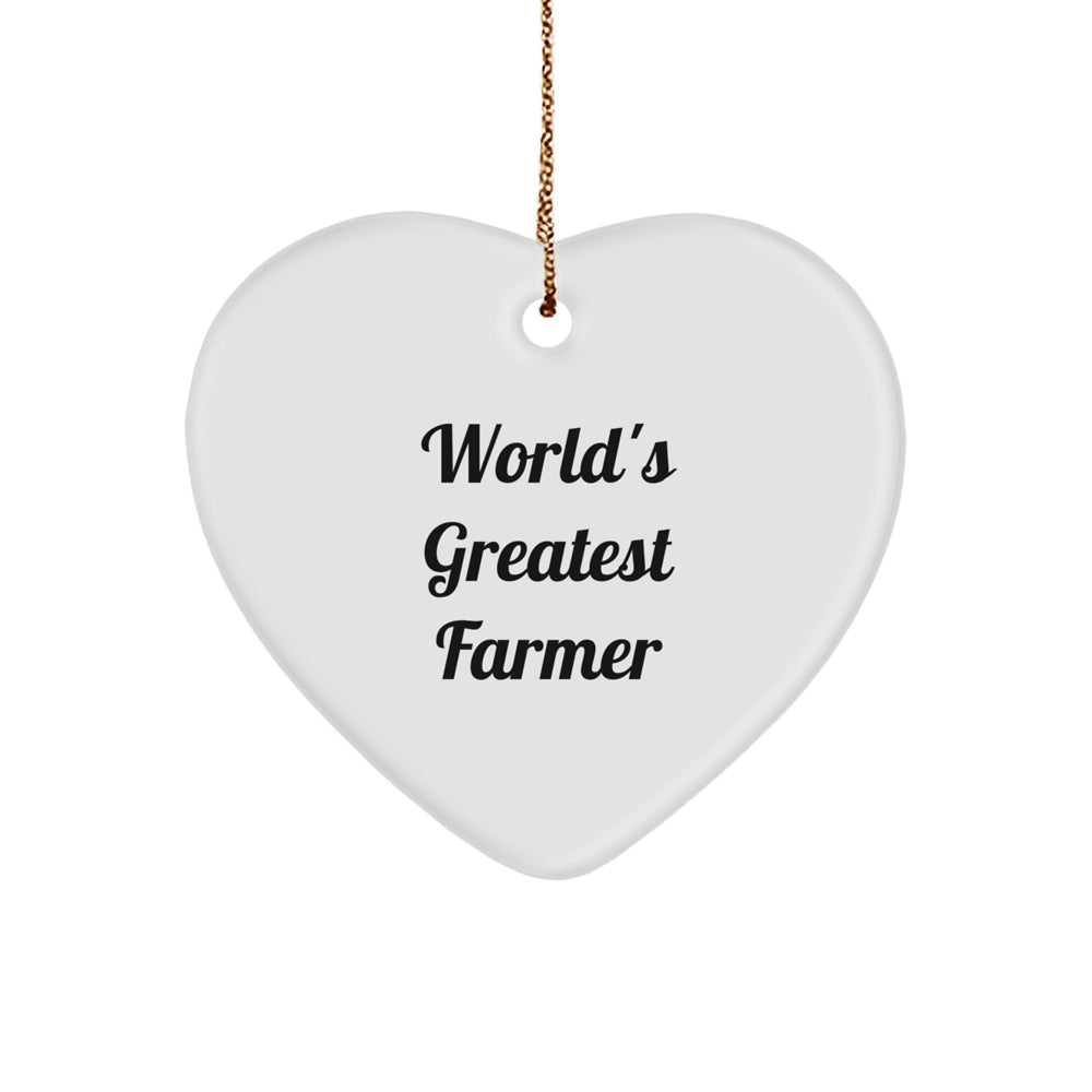 Funny Farmer Gifts from Family - 'World's Greatest Farmer' Heart Ornament for Christmas - Image 1