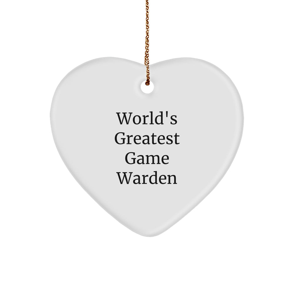 World's Greatest Game Warden Heart Ornament, Funny Game Warden Gift for Men, Christmas Unique Gifts from Friends, Perfect for Family Game Wardens - Image 1