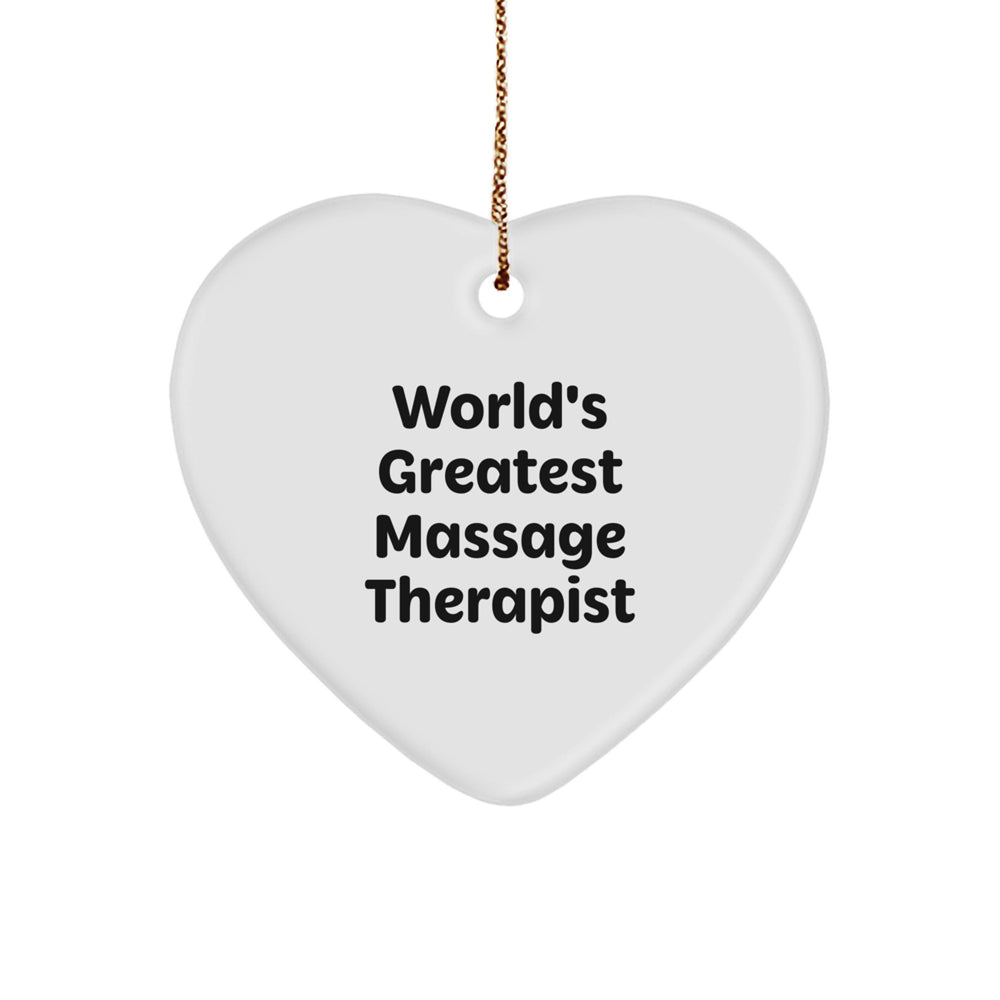 Funny Massage Therapist Gifts, 'World's Greatest' Quote, Heart Ornament for Christmas, Gifts from Men to Massage Therapist - Image 1