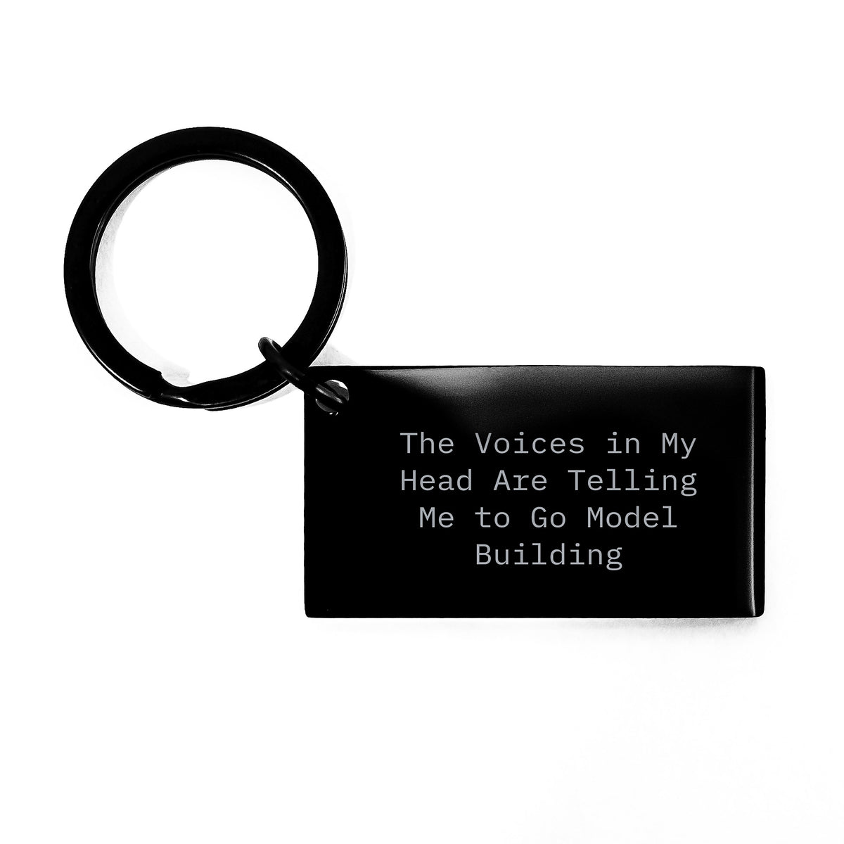 Funny Model Building Keychain Gifts from Friends for Birthday - 'The Voices In My Head Are Telling Me To Go Model Building' Keychain for Model Building Enthusiasts - Image 1