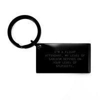 Load image into Gallery viewer, Funny Flight Attendant Gifts from Friends - I'm a Flight Attendant Keychain for Women, Men, Coworkers, and Family - Black Stainless Steel Keychain with Engraved Quote for Flight Attendant - Image 1