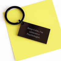 Load image into Gallery viewer, Psychologist Gift Keepsake Keychain for Him – Keep Calm, I'm (Almost) A - Image 3