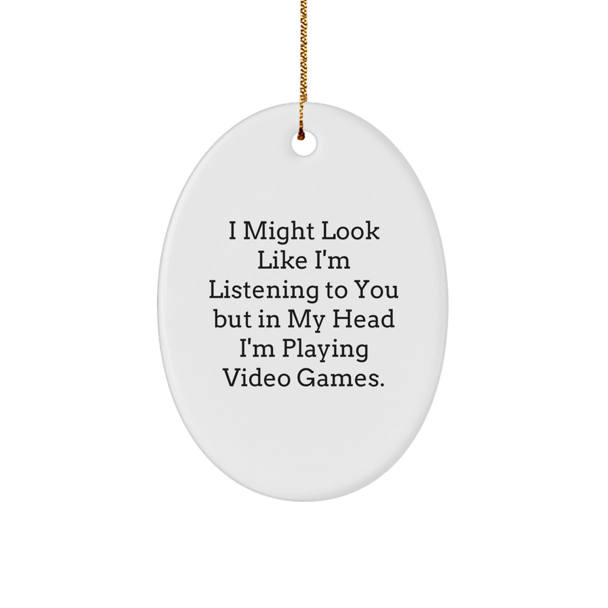 Playing Video Games Gifts from Friends for Men, Funny Oval Ornament for Christmas - Image 1