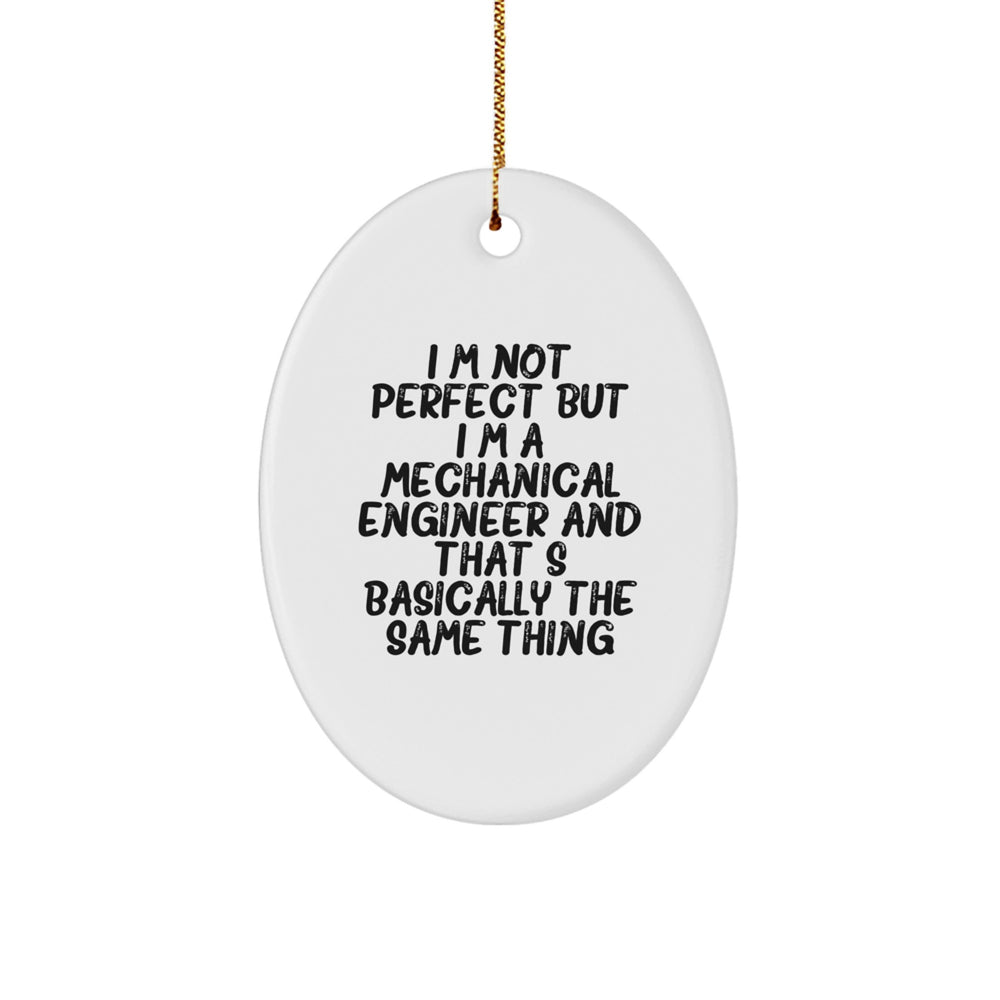 Funny Mechanical Engineer Gifts from Friends - 'I'm Not Perfect' Oval Ornament, Christmas Unique Presents for Men - Image 1