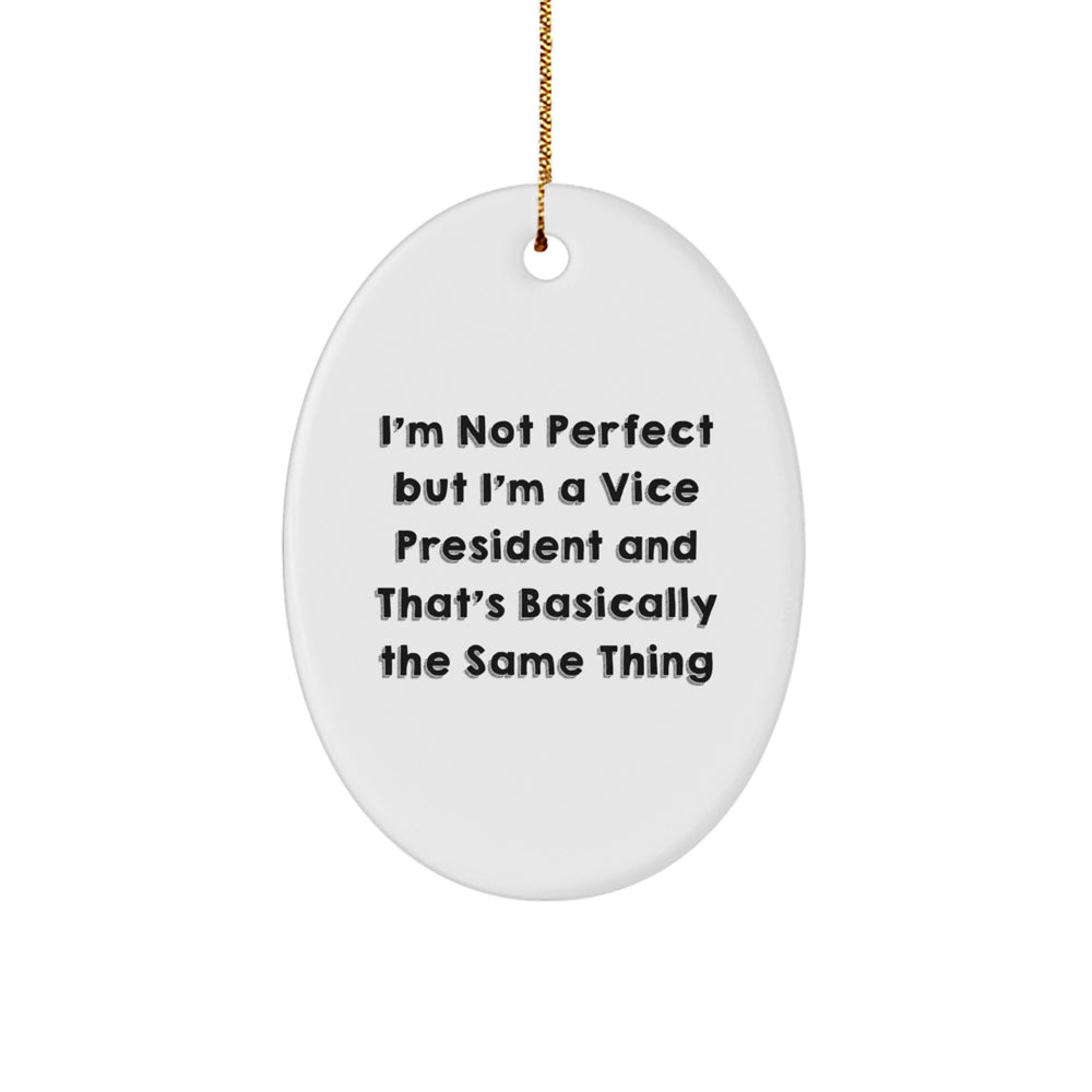 Vice President Gifts for Men, Funny Oval Ornament Gift from Friends, 'I'm Not Perfect But I'm A Vice President' Christmas Unique Gift for Vice President, Oval Ornament Gift for Him - Image 1